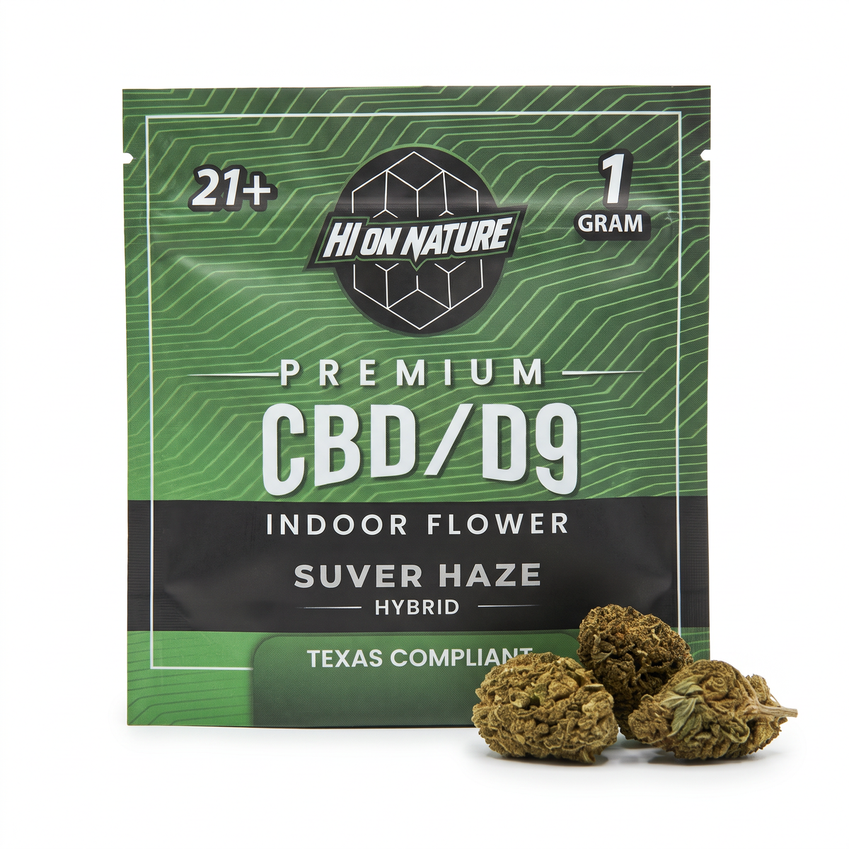 Premium Indoor CBD/D9 Flower - 5 Pack - 1 Gram Bags - Suver Haze