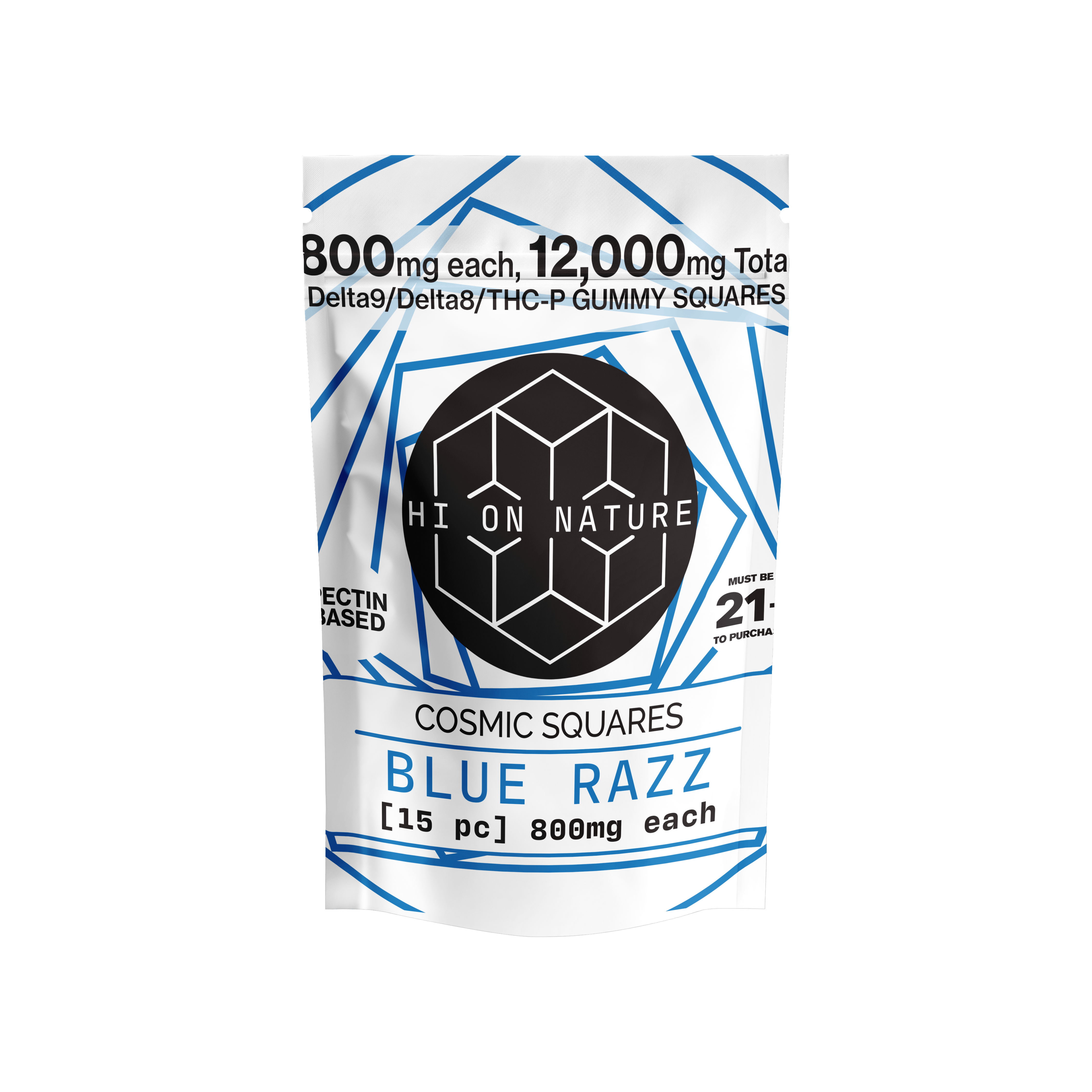 HoN Blue Razz 12,000mg D9/D8/P Cosmic Squares - Pectin Based Infused Hemp Extract Edibles *NEW FLAVORS* Hi on Nature Delta 8 gummies Legal Hemp For Sale