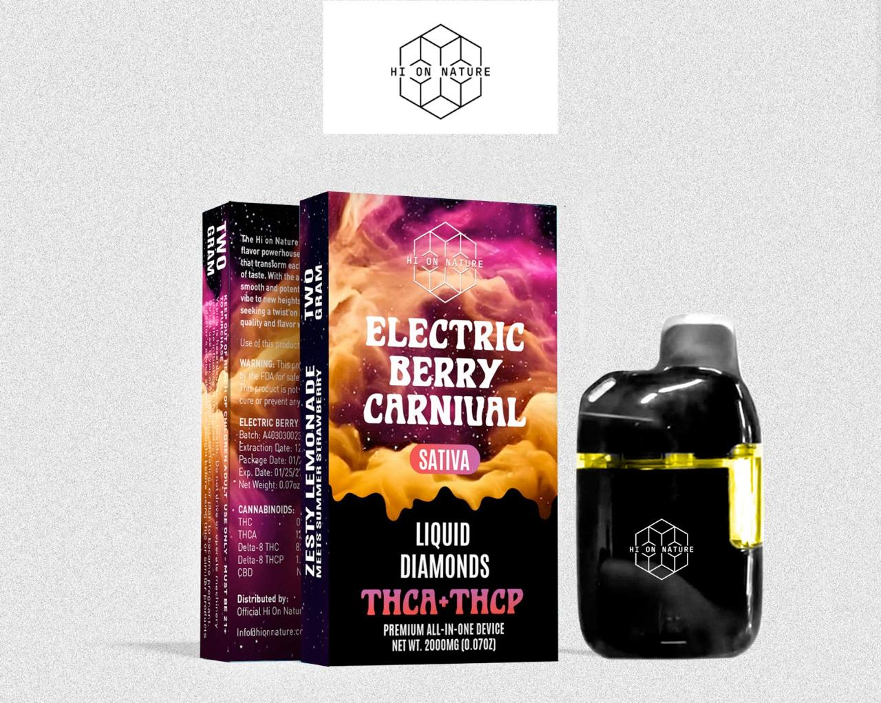 HoN Electric Berry Carinval 2g Liquid Diamonds THCa + THC-P VAPE - 6 FLAVORS **COMMING SOON** Hi on Nature Delta 8 gummies Legal Hemp For Sale