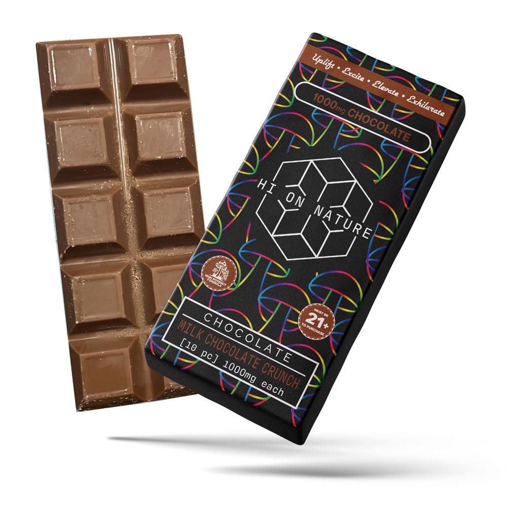 HoN Milk Chocolate Crunch Magic Mushroom Chocolate Bars - 3 Flavors Hi on Nature Delta 8 gummies Legal Hemp For Sale