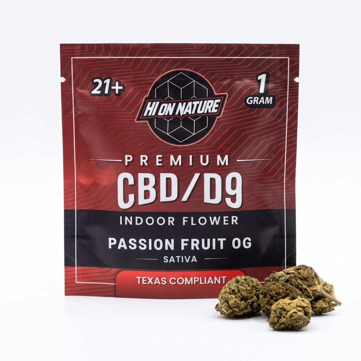 Premium Indoor CBD/D9 Flower - 5 Pack - 1 Gram Bags - Passion Fruit OG