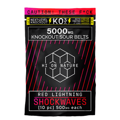 HoN 5000mg KNOCKOUT SHOCKWAVES - RED LIGHTNING Hi on Nature Delta 8 gummies Legal Hemp For Sale