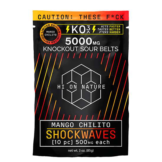 HoN 5000mg LIMITED EDITION KNOCKOUT SHOCKWAVES - MANGO CHILITO Hi on Nature Delta 8 gummies Legal Hemp For Sale