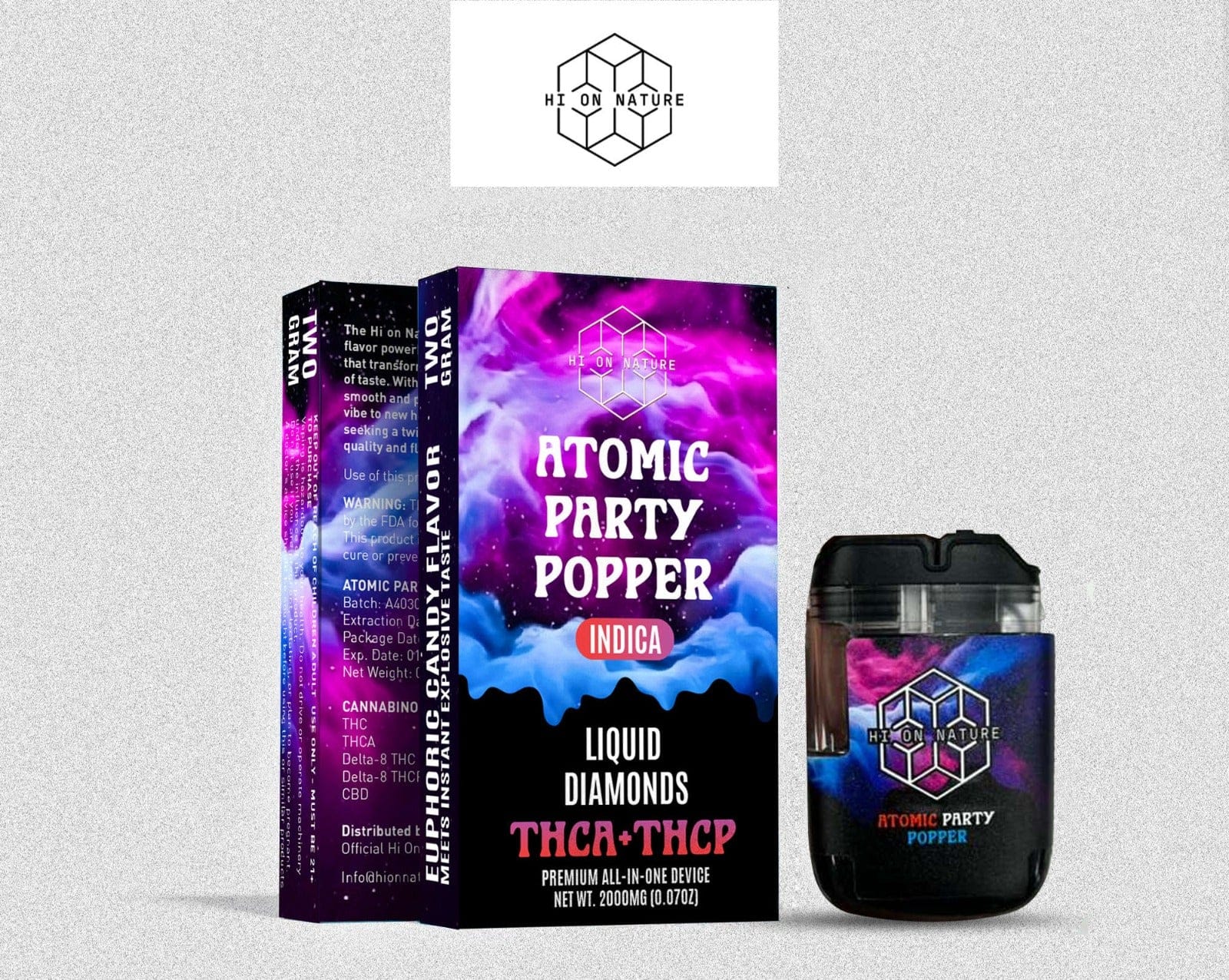 HoN Atomic Party Popper **NEW LAUNCH** 2g Liquid Diamonds THCa + THC-P VAPE - 6 FLAVORS Hi on Nature Delta 8 gummies Legal Hemp For Sale