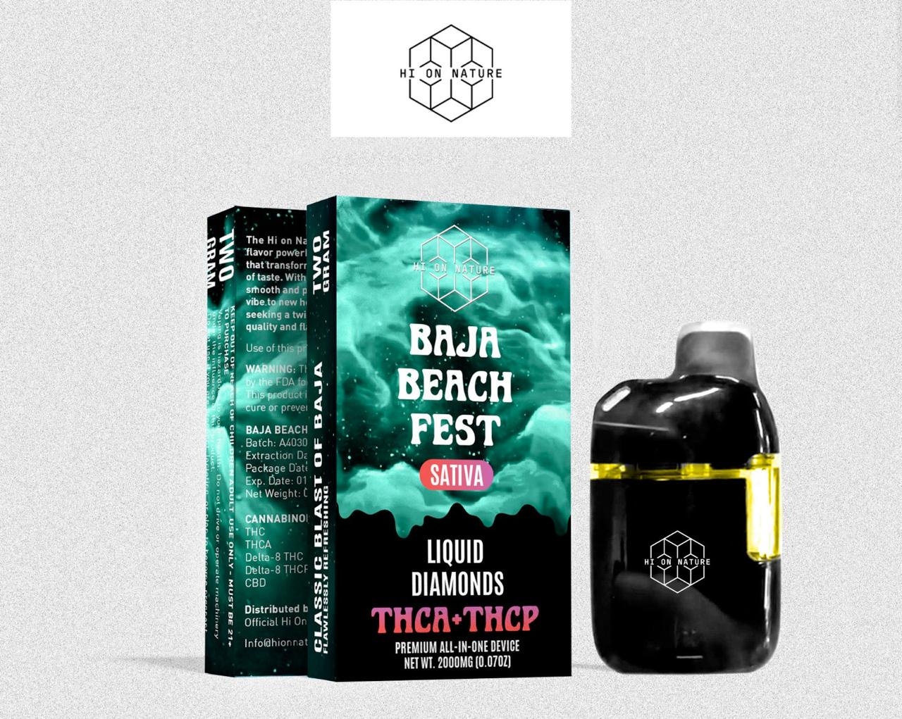 HoN Baja Beach Fest 2g Liquid Diamonds THCa + THC-P VAPE - 6 FLAVORS **COMMING SOON** Hi on Nature Delta 8 gummies Legal Hemp For Sale