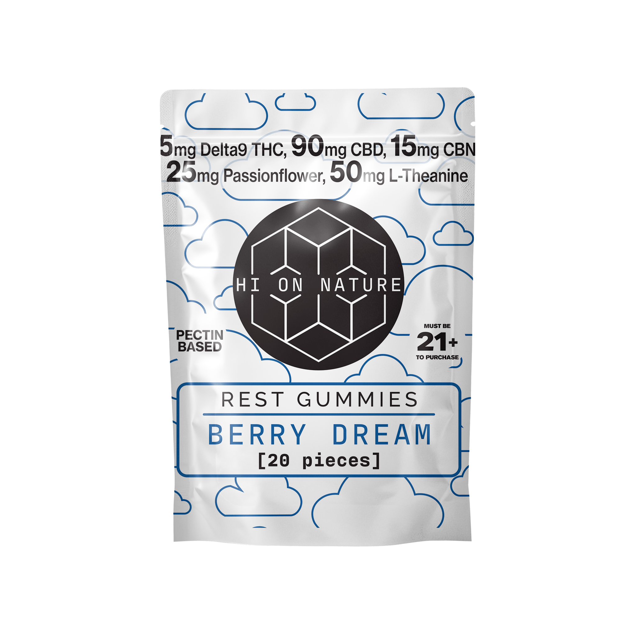 HoN Berry Dream 100mg D9 Rest Gummies - Pectin Based Infused With CBN, CBD, Passionflower, and L-Theanine Hi on Nature Delta 8 gummies Legal Hemp For Sale