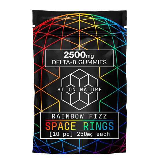 HoN Delta 8 Space Ring 2500mg DELTA 8 SPACE RINGS - RAINBOW FIZZ Hi on Nature Delta 8 gummies Legal Hemp For Sale