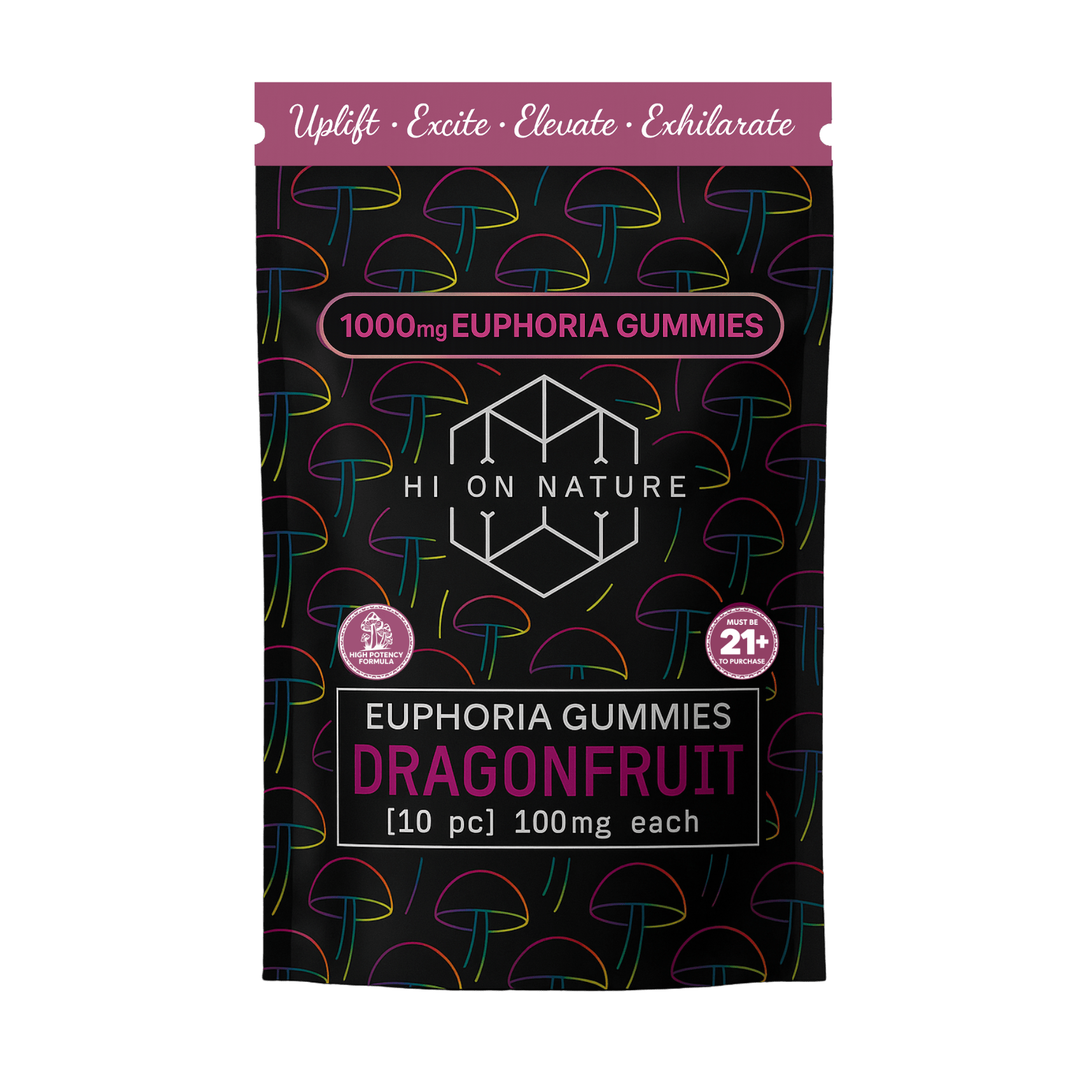 HoN Dragonfruit Magic Mushroom Euphoria Gummies Hi on Nature Delta 8 gummies Legal Hemp For Sale