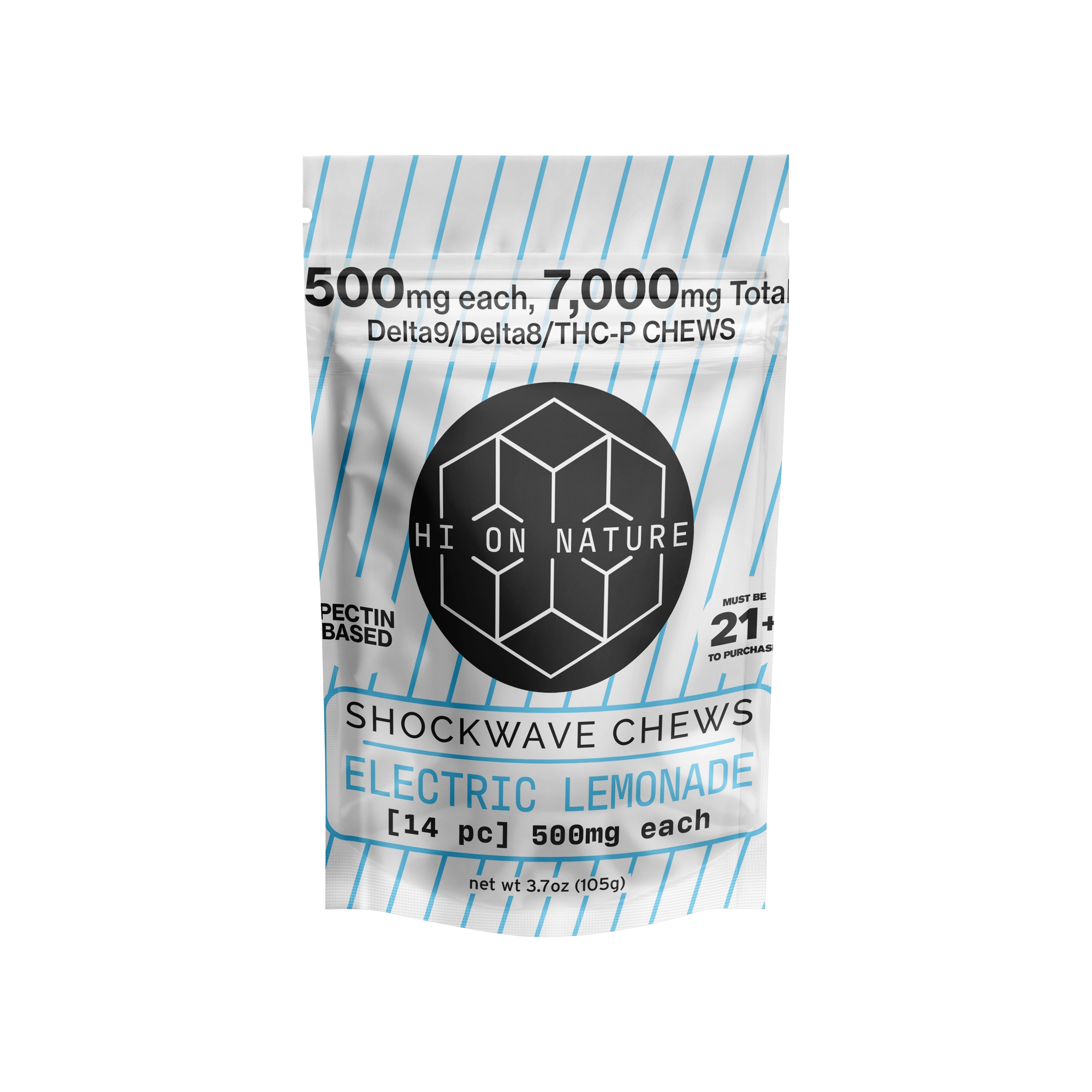HoN Electric Lemonade 7000mg D9/D8/P Shockwave Chews - Pectin Based Infused Hemp Extract Edibles Hi on Nature Delta 8 gummies Legal Hemp For Sale