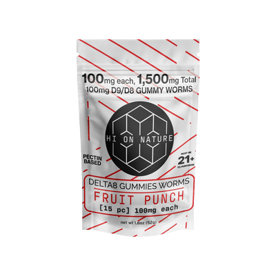 1500mg D9/D8 Gummy Worms- Pectin Based Infused Hemp Extract Edibles
