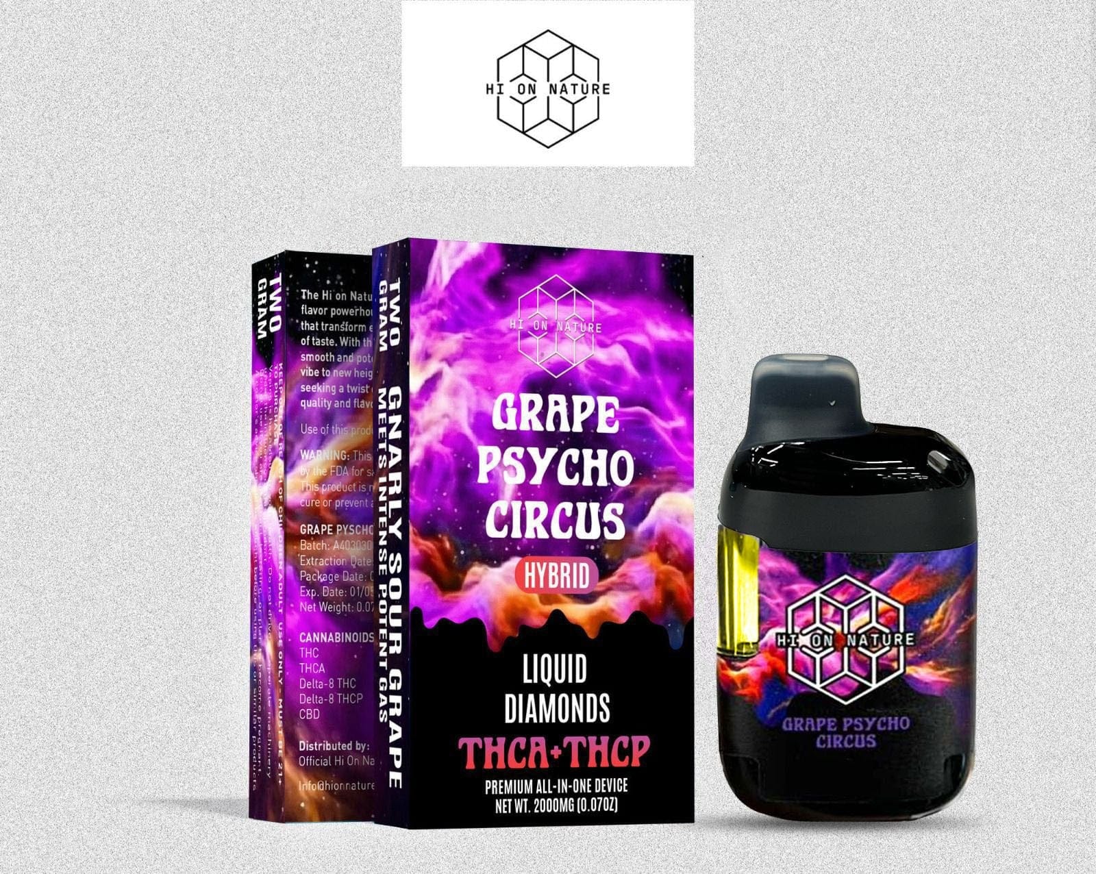 HoN Grape Psycho Circus **NEW** 2g Liquid Diamonds THCa + THC-P VAPE - 6 FLAVORS Hi on Nature Delta 8 gummies Legal Hemp For Sale