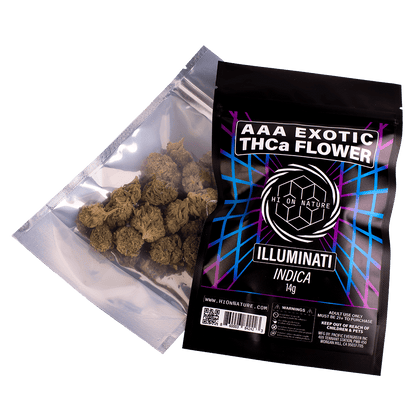 HoN Illuminati Indica 14g AAA EXOTIC THC-A FLOWER Hi on Nature Delta 8 gummies Legal Hemp For Sale