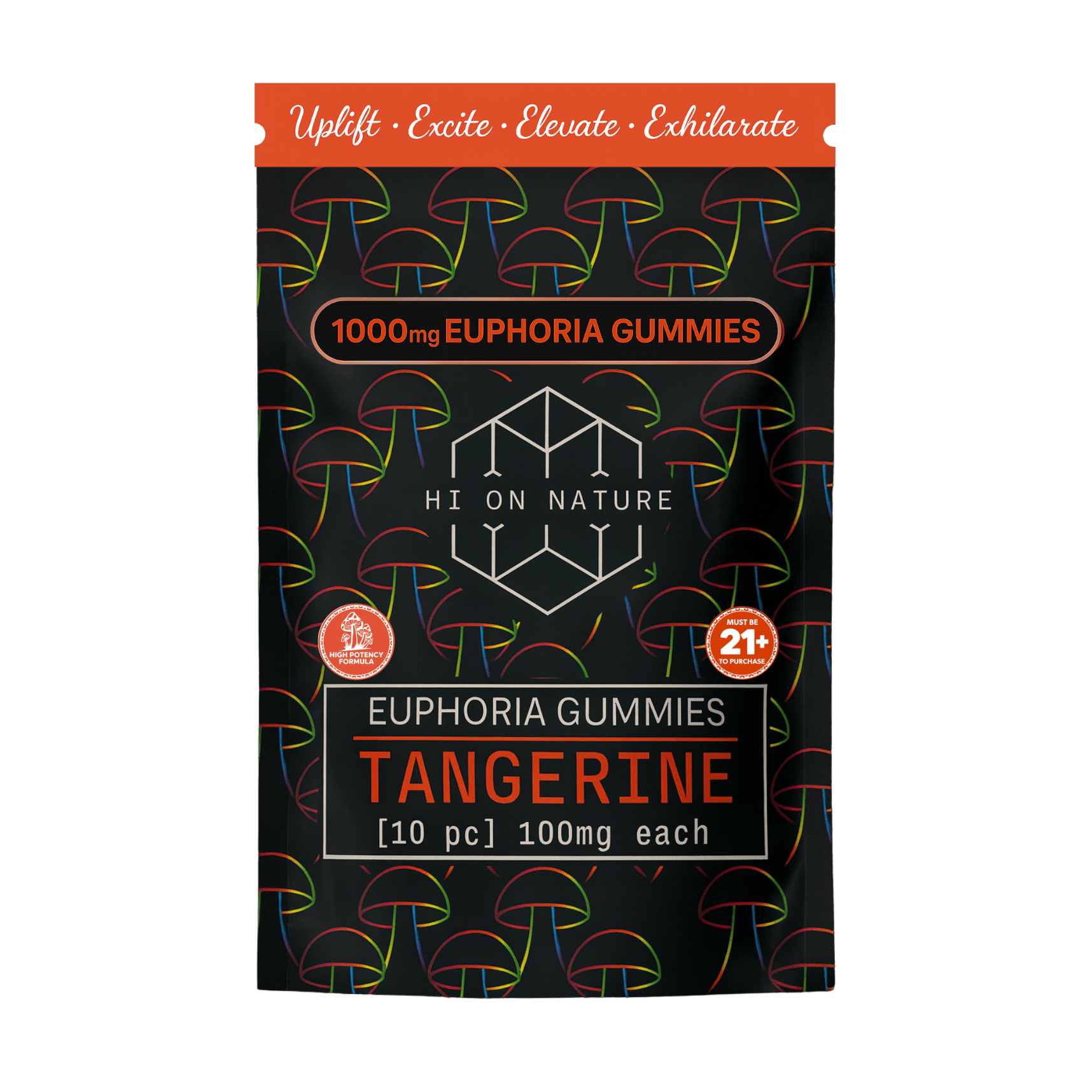 HoN Tangerine Magic Mushroom Euphoria Gummies Hi on Nature Delta 8 gummies Legal Hemp For Sale